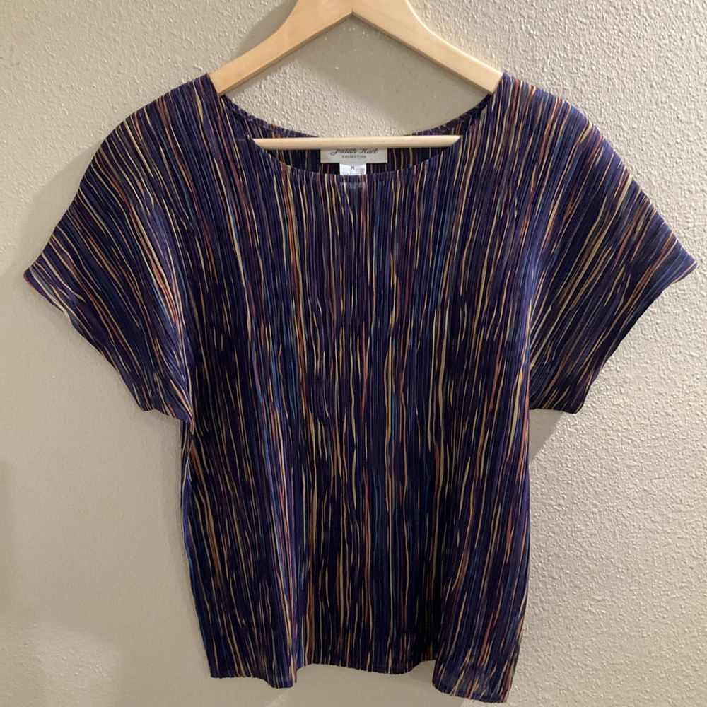 Judith Hart Women’s Medium y2k micro accordion pleated purple short sleeve